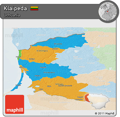 Political Panoramic Map of Klaipeda, lighten