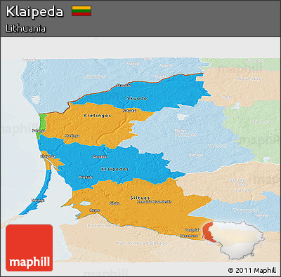 Political Panoramic Map of Klaipeda, lighten