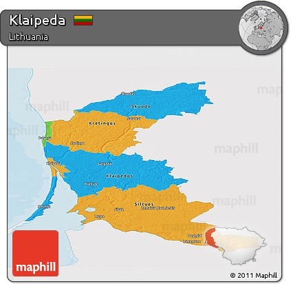 Political Panoramic Map of Klaipeda, single color outside