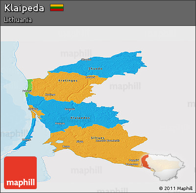 Political Panoramic Map of Klaipeda, single color outside