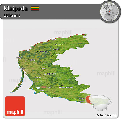 Satellite Panoramic Map of Klaipeda, cropped outside