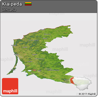 Satellite Panoramic Map of Klaipeda, cropped outside