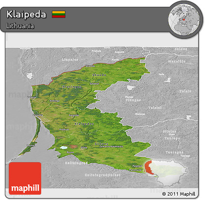 Satellite Panoramic Map of Klaipeda, lighten, desaturated
