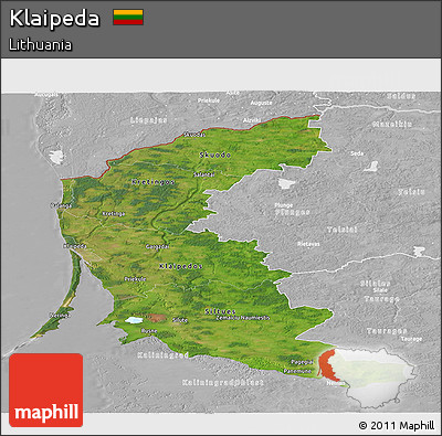 Satellite Panoramic Map of Klaipeda, lighten, desaturated