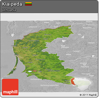Satellite Panoramic Map of Klaipeda, lighten, desaturated
