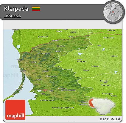 Satellite Panoramic Map of Klaipeda, physical outside