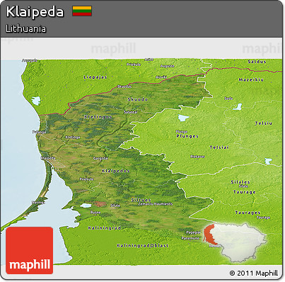 Satellite Panoramic Map of Klaipeda, physical outside
