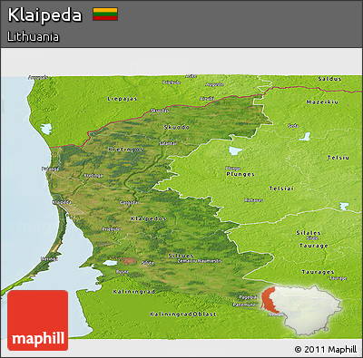 Satellite Panoramic Map of Klaipeda, physical outside