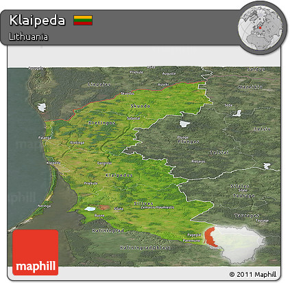 Satellite Panoramic Map of Klaipeda, semi-desaturated