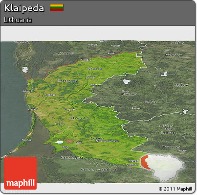 Satellite Panoramic Map of Klaipeda, semi-desaturated