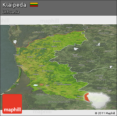 Satellite Panoramic Map of Klaipeda, semi-desaturated
