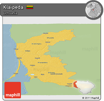 Savanna Style Panoramic Map of Klaipeda, single color outside