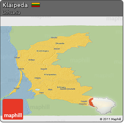 Savanna Style Panoramic Map of Klaipeda, single color outside