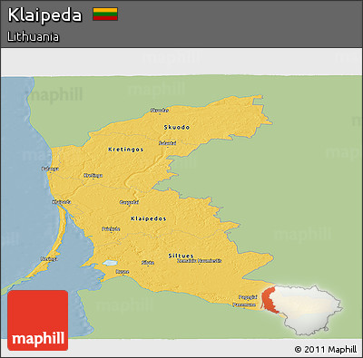Savanna Style Panoramic Map of Klaipeda, single color outside