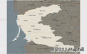 Shaded Relief Panoramic Map of Klaipeda, darken