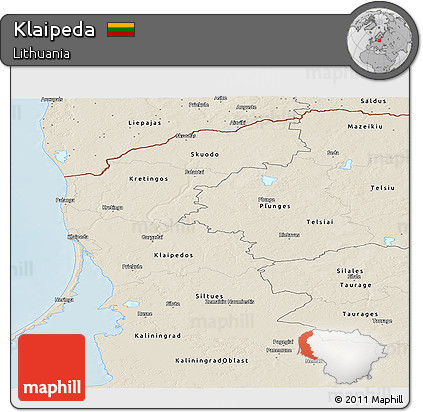 Shaded Relief Panoramic Map of Klaipeda