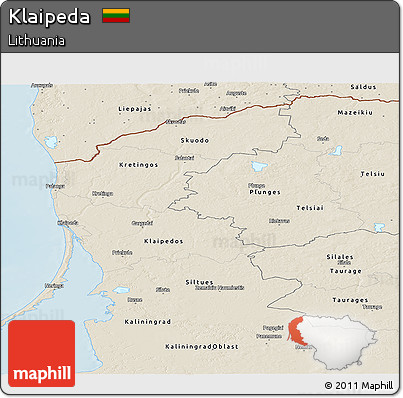 Shaded Relief Panoramic Map of Klaipeda
