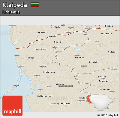 Shaded Relief Panoramic Map of Klaipeda