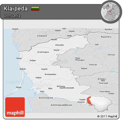 Silver Style Panoramic Map of Klaipeda