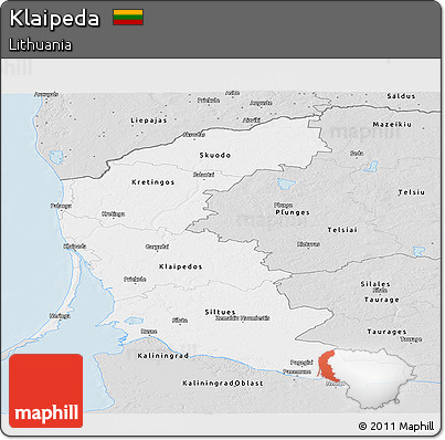 Silver Style Panoramic Map of Klaipeda