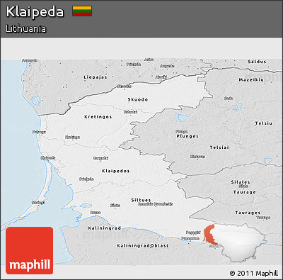 Silver Style Panoramic Map of Klaipeda