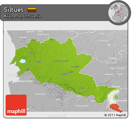 Physical 3D Map of Siltues, lighten, desaturated
