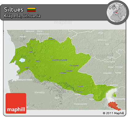 Physical 3D Map of Siltues, lighten, semi-desaturated