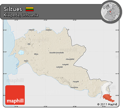 Shaded Relief Map of Siltues, single color outside