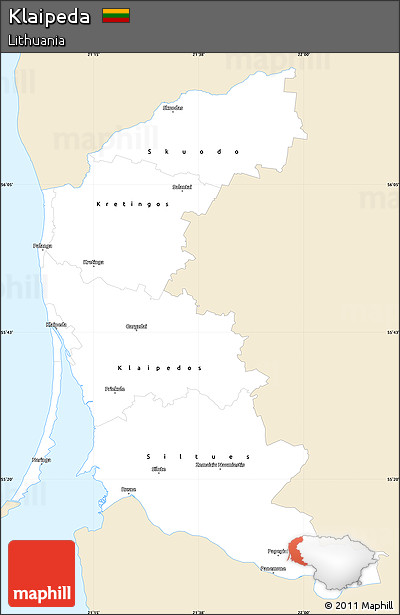 Classic Style Simple Map of Klaipeda, single color outside