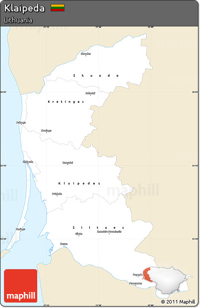 Classic Style Simple Map of Klaipeda, single color outside