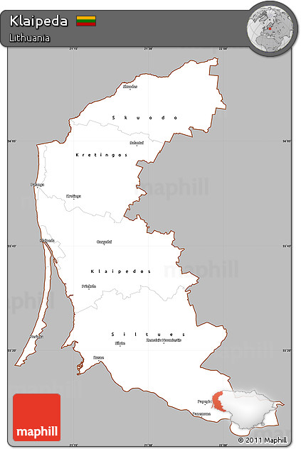 Gray Simple Map of Klaipeda, cropped outside