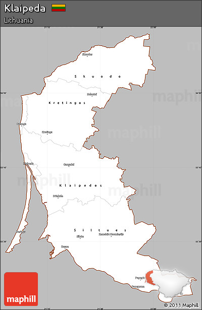 Gray Simple Map of Klaipeda, cropped outside