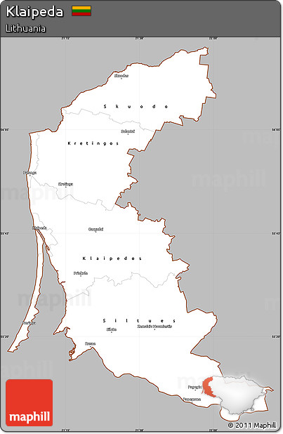 Gray Simple Map of Klaipeda, cropped outside