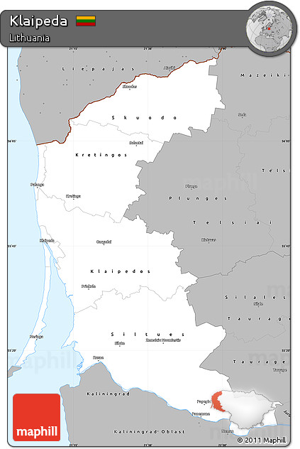 Gray Simple Map of Klaipeda