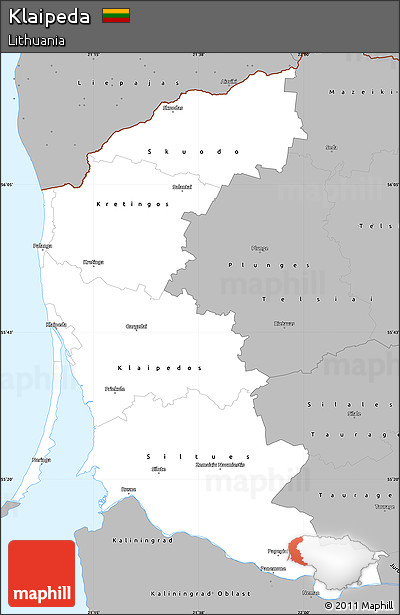 Gray Simple Map of Klaipeda