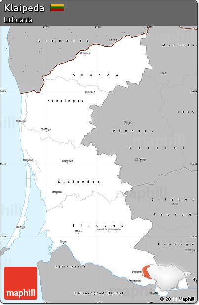 Gray Simple Map of Klaipeda