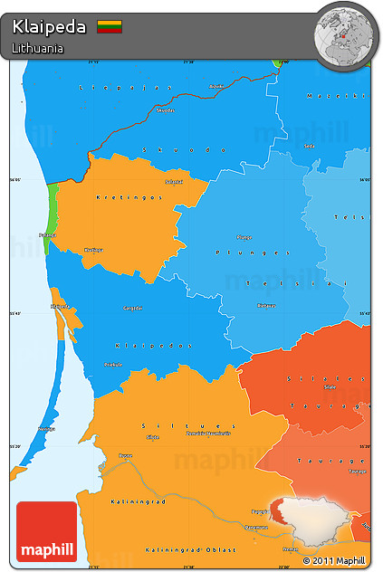 Political Simple Map of Klaipeda, political shades outside