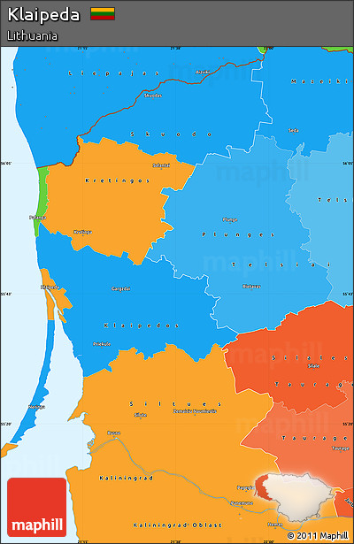 Political Simple Map of Klaipeda, political shades outside