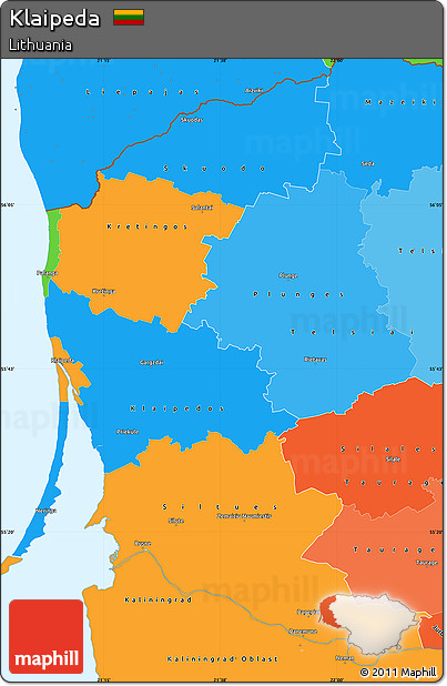 Political Simple Map of Klaipeda, political shades outside