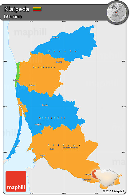 Political Simple Map of Klaipeda, single color outside