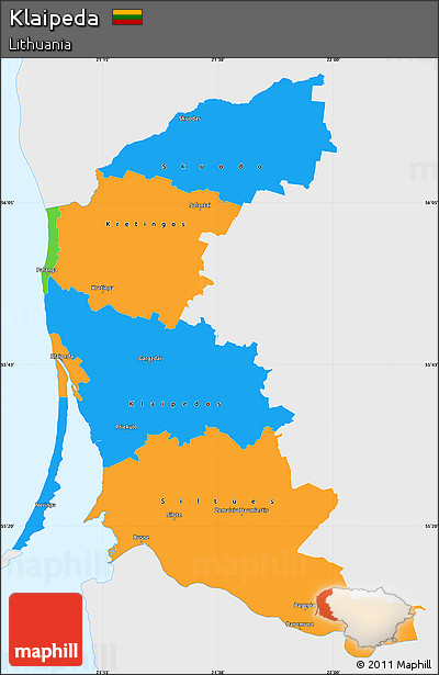 Political Simple Map of Klaipeda, single color outside