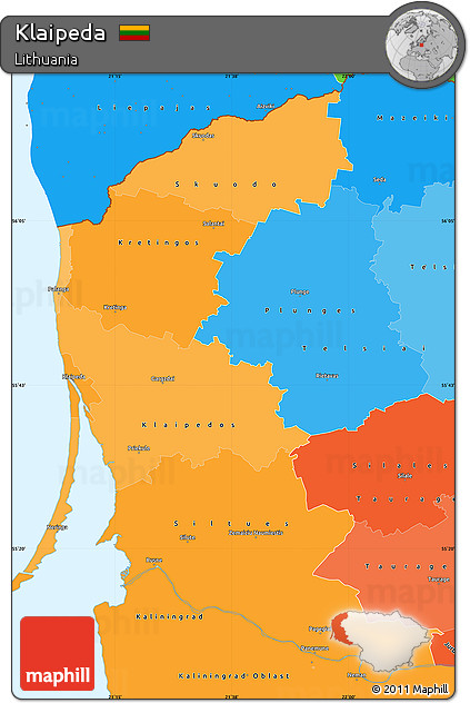 Political Shades Simple Map of Klaipeda