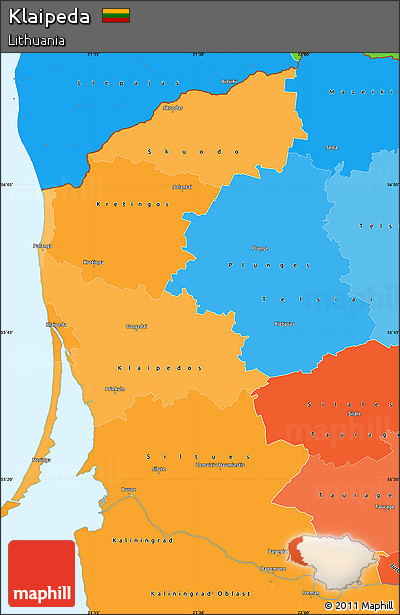 Political Shades Simple Map of Klaipeda