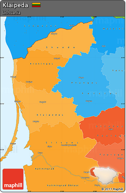 Political Shades Simple Map of Klaipeda