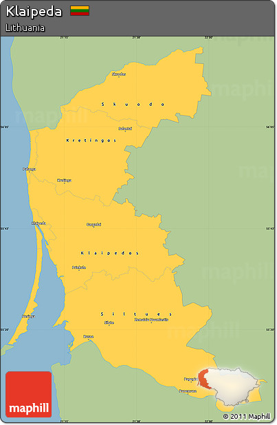 Savanna Style Simple Map of Klaipeda, single color outside