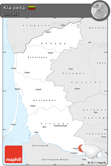 Silver Style Simple Map of Klaipeda
