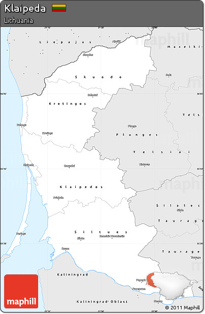Silver Style Simple Map of Klaipeda
