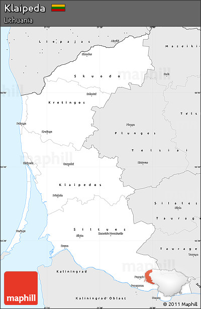 Silver Style Simple Map of Klaipeda