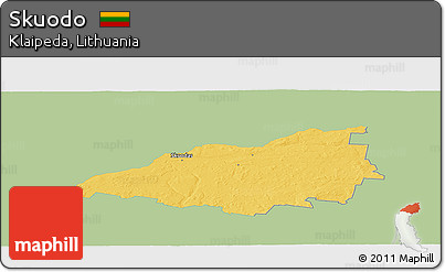 Savanna Style Panoramic Map of Skuodo, single color outside