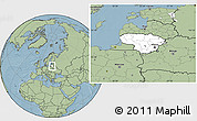 Blank Location Map of Lithuania, savanna style outside, hill shading outside